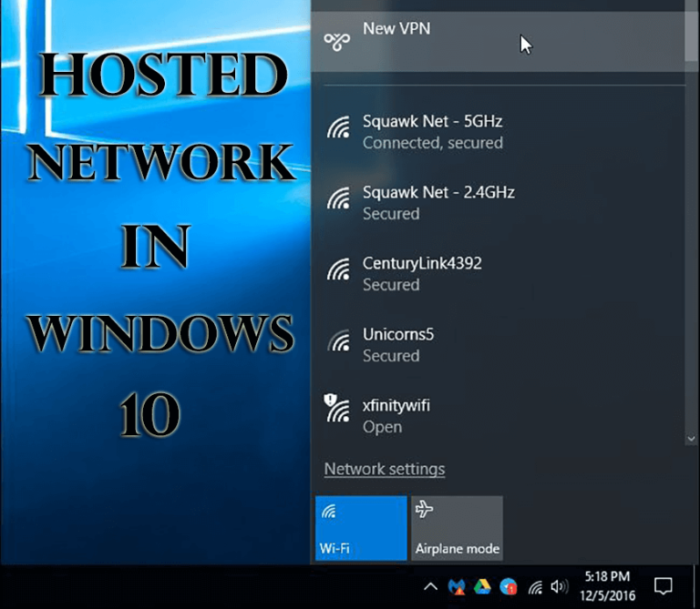 hosted network supported no windows 10