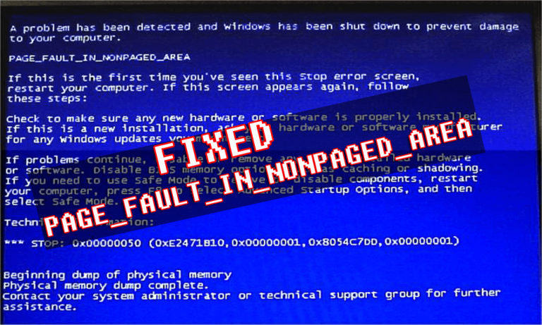 how to fix blue screen error page_fault_in_nonpaged_area