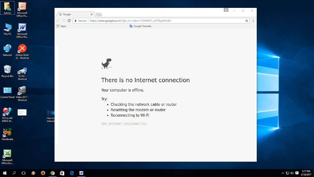 windows 10 internet error