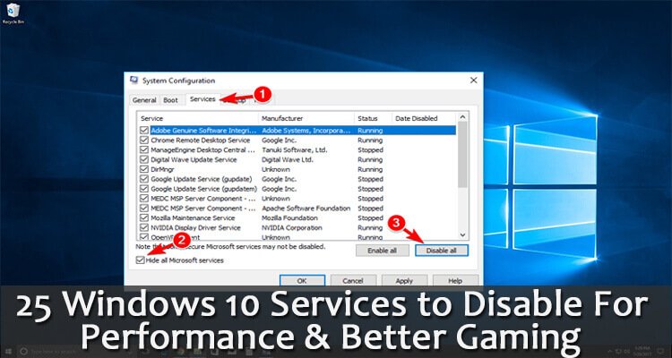 is windows 10 services to disable for performance