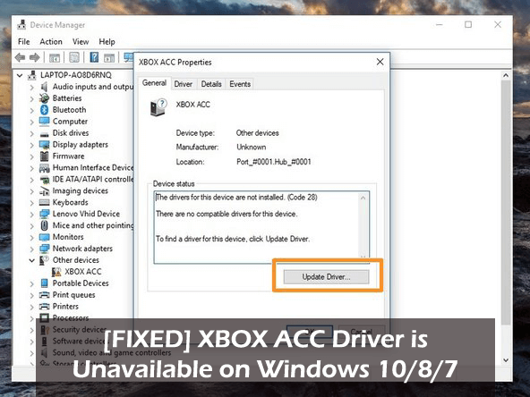 xbox acc driver is unavailable windows 10