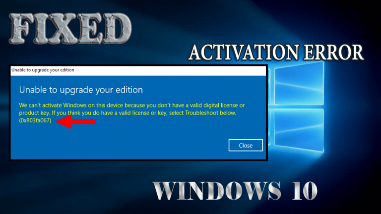 Windows 10 Activation Error 0x803fa067 Archives - PC Error Fix