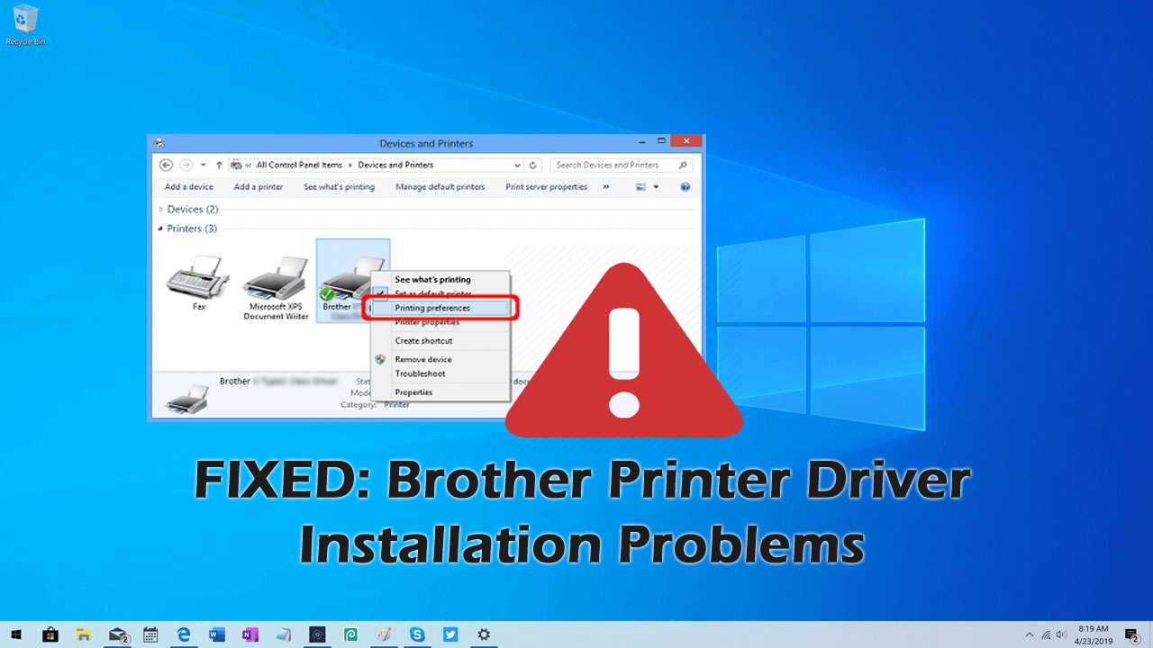 brother printer install hangs