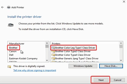brother printer driver not installing
