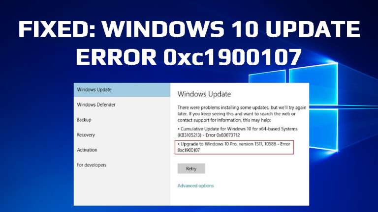 0xc1900107 ошибка обновления windows 10