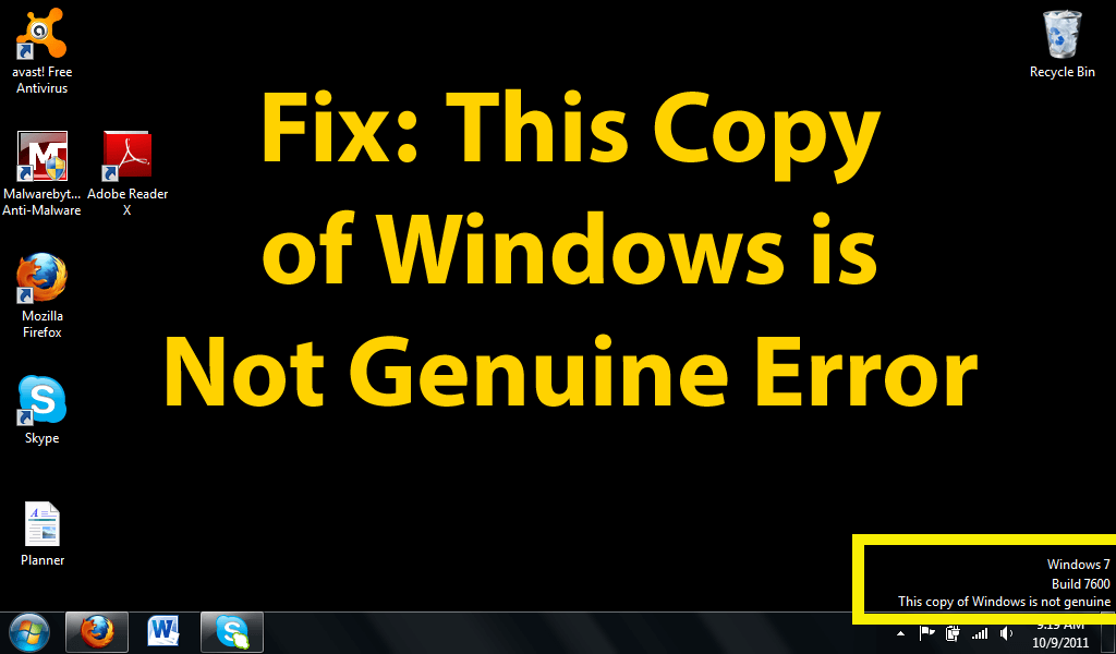 windows 7 build 7601 not genuine removal