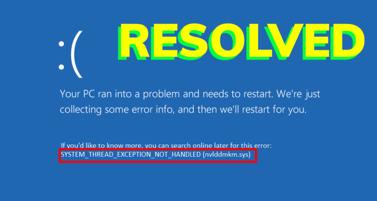 System thread exception not handled windows 7 что делать